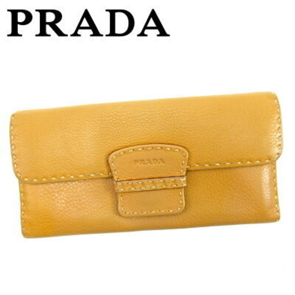 Prada long Wallet zipper beige leather - Picture 1 of 6